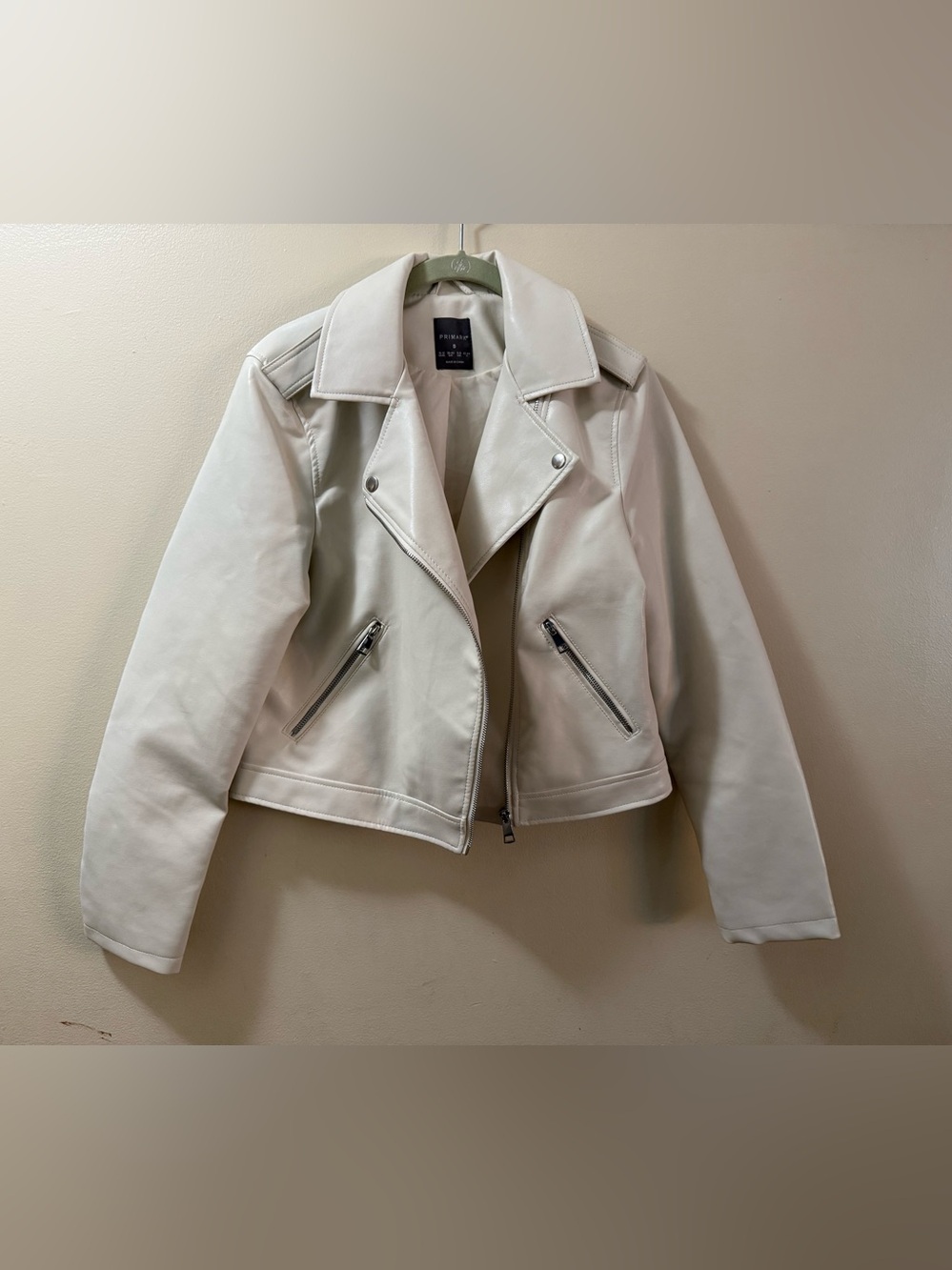 Primark Cream Faux Leather Biker Jacket